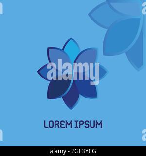 flower logo design with a light blue gradient, the logo can be used for your brand, web, favicon, and more Stock Vector