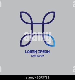 illustration logo design for your brand with a light blue gradient. the illustration can be used for your brand, web, favicon, and more Stock Vector