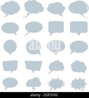 collection of comic or cartoon speech bubbles isolated on white background, vector illustration icon set Stock Vector