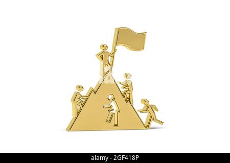 Golden 3D climbing icon isolated on white background - 3d render Stock Photo