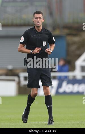 HARTLEPOOL, UK. AUGUST 21ST Referee Declan Bourne during the Sky Bet League 2 match between Hartlepool United and Walsall at Victoria Park, Hartlepool on Saturday 21st August 2021. (Credit: Mark Fletcher | MI News) Credit: MI News & Sport /Alamy Live News Stock Photo