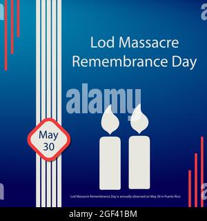 Lod Massacre Remembrance Day is annually observed on May 30 in Puerto Rico. Stock Vector