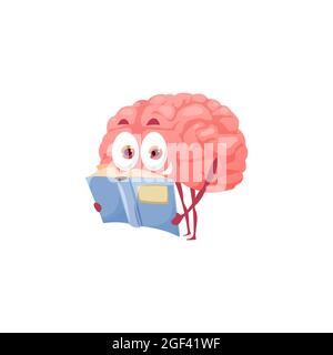 Funny brain cartoon reading a book scribble Stock Vector Image & Art ...