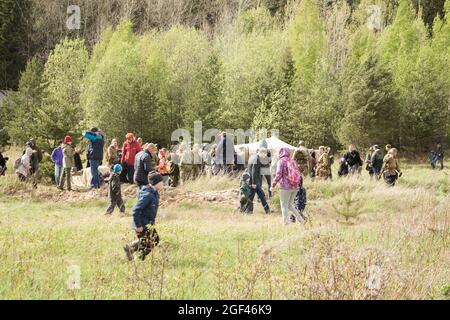 PETROZAVODSK, RUSSIA - MAY 22, 2021: Soldiers of WWII and other people Stock Photo