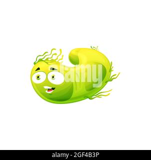 Cartoon mascot character virus or bacterium devil hlding trident weapon ...