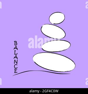 Stones for meditation. A pyramid of abstract stones. Balance and the concept of Zen. Vector Stock Vector