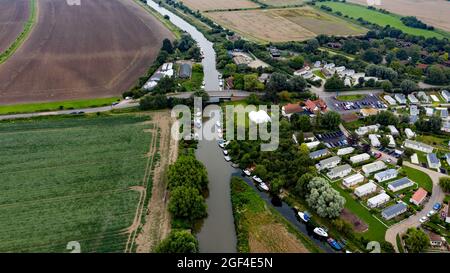 Aerial view of the Dog and Duck Leisure Park, Plucks Gutter, Kent Stock ...