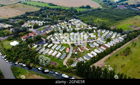 Aerial view of the Dog and Duck Leisure Park, Plucks Gutter, Kent Stock ...