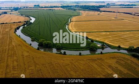 Aerial view over the Stourmouth Valley and the Sarre Marshes, Kent Stock Photo