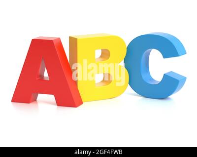 Learning letters 3d concept, ABC colorful letters isolated on white background, 3d rendering Stock Photo