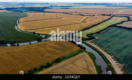 Aerial view over the Stourmouth Valley and the Sarre Marshes, Kent Stock Photo