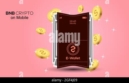 Blockchain wallet concept. Stablecoin crypto on mobile, digital Cryptocurrency wallet application vector illustration Stock Vector