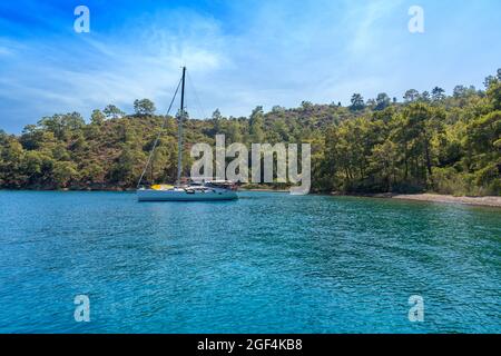luxury sailing yachts on sea Stock Photo