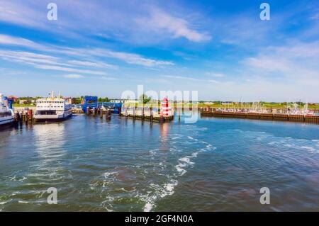 Germany, Schleswig-Holstein, Wyk auf Fohr, Boats moored in harbor on Fohr island Stock Photo