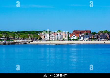 Germany, Schleswig-Holstein, Wyk auf Fohr, Clear sky over coastal town on Fohr island in summer Stock Photo