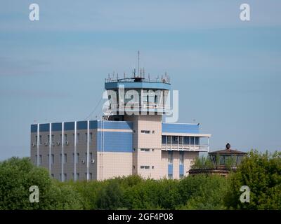 Moscow Russia Zhukovsky Airfield airport control tower the international aerospace salon MAKS-2021. Stock Photo