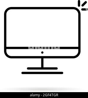 black thin line desktop pc icon Stock Vector
