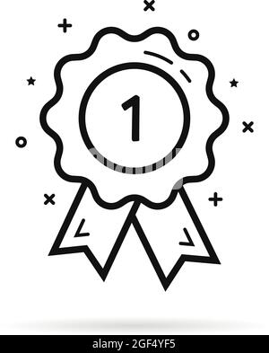 thin line award medal like 1st icon Stock Vector