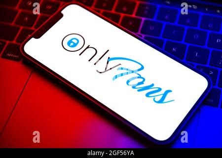 August 22, 20241: In this photo illustration, the OnlyFans logo seen