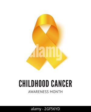 Childhood cancer ribbon for awareness month concept. Realistic vector gold ribbon Stock Vector