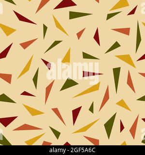 Abstract seamless vector pattern with triangles in green yellow and red color Stock Vector
