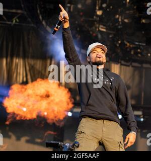 Chicago, USA. 22nd Aug, 2021. Chance The Rapper (Chancelor Bennett) during the Lyrical Lemonade Summer Smash Music Festival at Douglass Park on August 22, 2021, in Chicago, Illinois (Photo by Daniel DeSlover/Sipa USA) Credit: Sipa USA/Alamy Live News Stock Photo