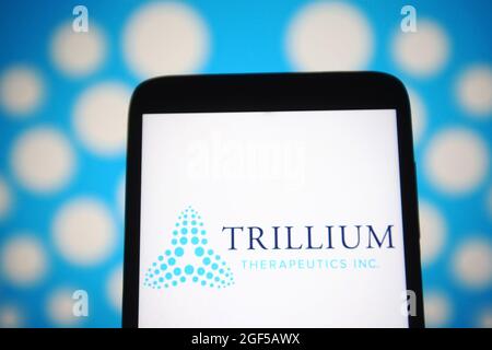 Ukraine. 23rd Aug, 2021. In this photo illustration, Trillium Therapeutics Inc. logo is seen displayed on a smartphone screen. (Photo by Pavlo Gonchar/SOPA Images/Sipa USA) Credit: Sipa USA/Alamy Live News Stock Photo