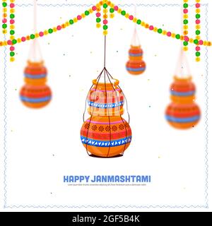 Happy Janmashtami festival backgrounds of India Stock Vector