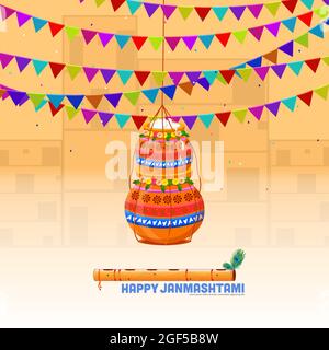 illustration of the celebration Background of Happy Janmashtami festival Stock Vector