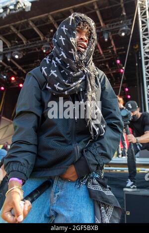 Rapper $not (Edy Edouard, aka Snot) during the Lyrical Lemonade Summer ...