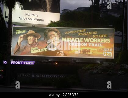 Los Angeles, California, USA 19th August 2021 A general view of atmosphere of Miracle Workers Oregon Trail billboard on August 19, 2021 in Los Angeles, California, USA. Photo by Barry King/Alamy Stock Photo Stock Photo