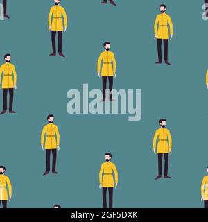 Vector seamless pattern of fall season. Flat design Stock Vector