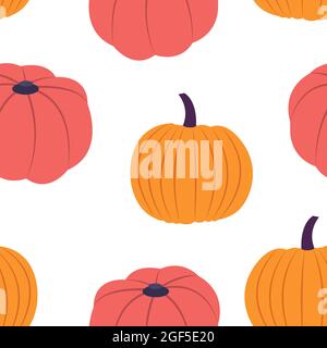 Squashes. Vector seamless pattern in cartoon style Stock Vector