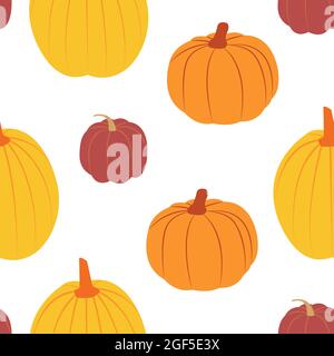 Pumpkins. Vector seamless pattern in flat design Stock Vector