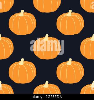 Vector seamless pattern with pumpkins. Flat design Stock Vector