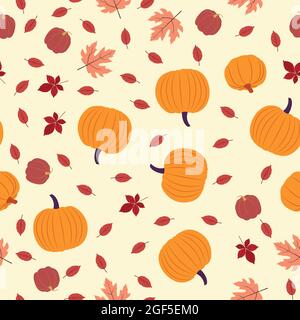Vector seamless pattern. Autumn plants and harvest Stock Vector