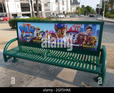 Los Angeles, California, USA 19th August 2021 A general view of atmosphere of Paw Patrol The Movie bus bench on August 19, 2021 in Los Angeles, California, USA. Photo by Barry King/Alamy Stock Photo Stock Photo