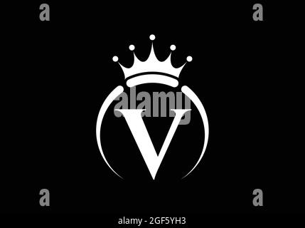 Letter v royal crown logo Royalty Free Vector Image