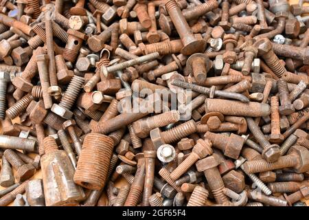 Steel Hex Nut Rusty Ocher Background Texture Bolt Plain Stainless Threaded Rod Tool Mechanical Stock Photo