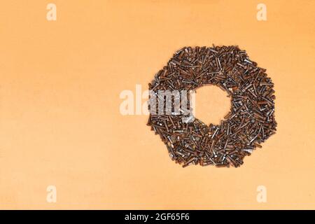 Steel Hex Nut Rusty Ocher Background Texture Bolt Plain Stainless Threaded Rod Tool Mechanical Stock Photo
