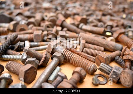Bolt Plain Stainless Threaded Rod Tool Mechanical Steel Hex Nut Rusty Ocher Stock Photo