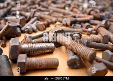 Bolt Plain Stainless Tool Mechanical Steel Hex Nut Rusty Ocher Stock Photo