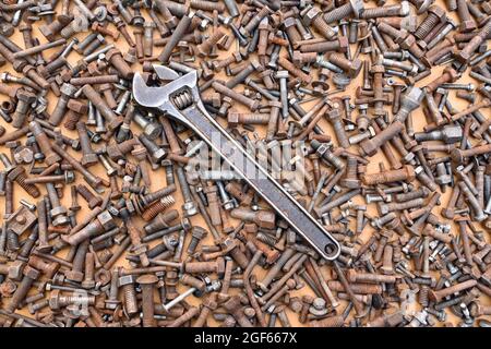 Wrench Tool Mechanical Steel Hex Nut Rusty Ocher Stock Photo