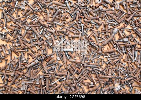 Steel Hex Nut Rusty Ocher Background Texture Bolt Plain Stainless Threaded Rod Tool Mechanical Stock Photo