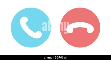 Virtual hangouts icons for conference video meeting. On and off call icons isolated on white background. Flat vector illustration Stock Vector