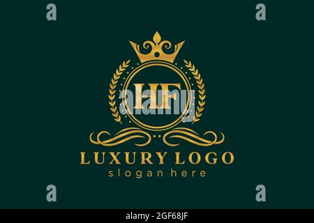 HF Letter Royal Luxury Logo template in vector art for Restaurant, Royalty, Boutique, Cafe, Hotel, Heraldic, Jewelry, Fashion and other vector illustr Stock Vector