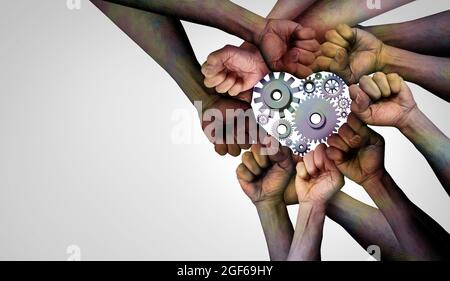 Labor day love and Labour celebration of workers celebration for employees and labourers and union rights for the worker concept and diversity. Stock Photo