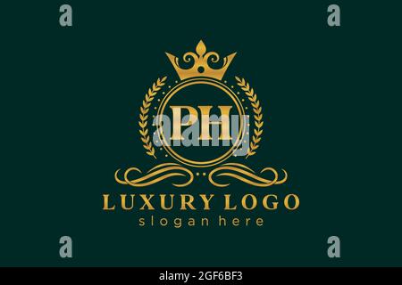 PH Letter Royal Luxury Logo template in vector art for Restaurant, Royalty, Boutique, Cafe, Hotel, Heraldic, Jewelry, Fashion and other vector illustr Stock Vector