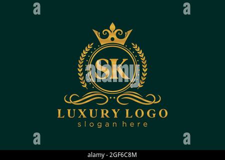 Initial SK Letter Royal Luxury Logo template in vector art - stock vector  5159279 | Crushpixel