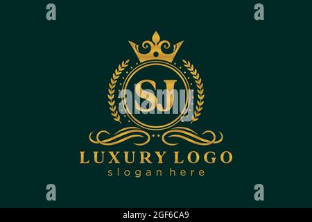 SJ Letter Royal Luxury Logo template in vector art for Restaurant, Royalty, Boutique, Cafe, Hotel, Heraldic, Jewelry, Fashion and other vector illustr Stock Vector